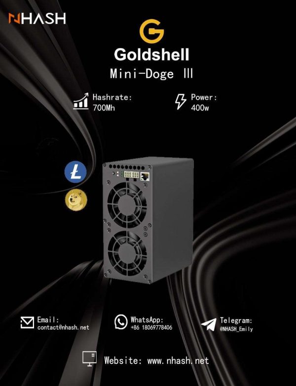 goldshell New Gold shell Mini Doge III 650MH/S 400W Without PSU LTC&Doge Coin Miner Litcoin dogecoin Miner Gold-shell Home Miner Box Low Noise Better Than Mini doge II