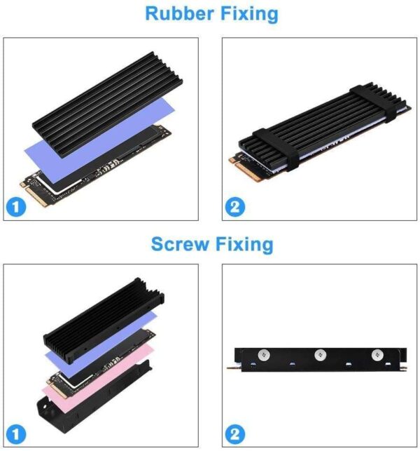 M.2 2280 Heatsink for PS5&PC Double-Sided Alloy Aluminum NGFF/NVME Cooling Sink with 4 Thermal Conductivity Silicone Pads M.2 SSD Cooler Set for 2280 M.2 SSD