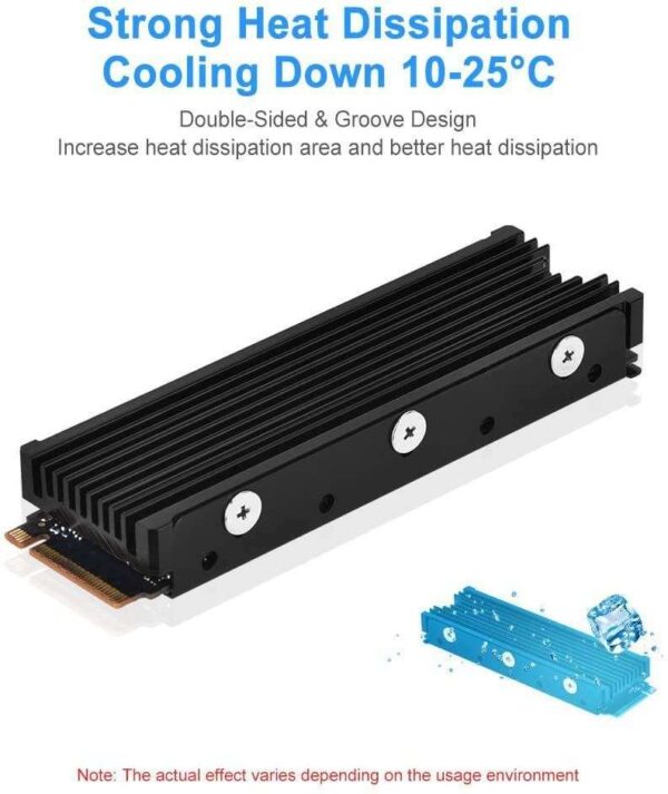 M.2 2280 Heatsink for PS5&PC Double-Sided Alloy Aluminum NGFF/NVME Cooling Sink with 4 Thermal Conductivity Silicone Pads M.2 SSD Cooler Set for 2280 M.2 SSD