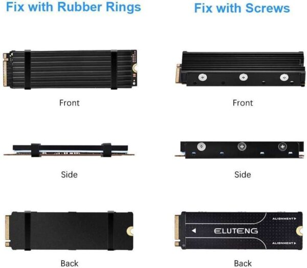 M.2 2280 Heatsink for PS5&PC Double-Sided Alloy Aluminum NGFF/NVME Cooling Sink with 4 Thermal Conductivity Silicone Pads M.2 SSD Cooler Set for 2280 M.2 SSD