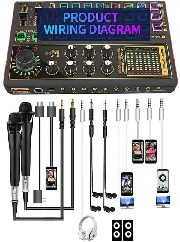 Voice Changer Sound Board, Audio Interface with Audio Mixer and Live Sound Card for Live Streaming, Guitar, YouTube, Recording and Gaming (Microphone not included)