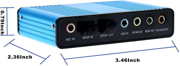 Optimal Shop USB 2.0 External Sound Card 6 Channel 5.1 Surround Adapter Audio S/PDIF for PC -Blue