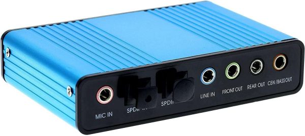 Optimal Shop USB 2.0 External Sound Card 6 Channel 5.1 Surround Adapter Audio S/PDIF for PC -Blue