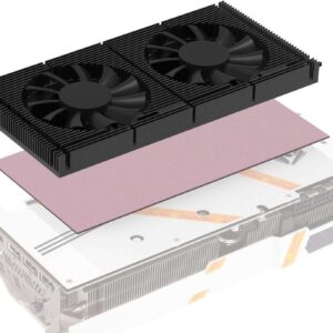 PANO-MOUNTS GPU Backplate Memory Radiator Aluminum Heatsink Cooler with Dual 70mm 4Pin PWM Cooling Fan and 1.2mm 7W Thermal Pad for Graphics Card RTX 3090