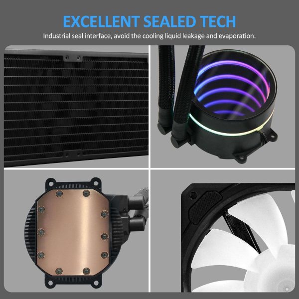 PANO-MOUNTS 120mm AIO CPU Liquid Cooler Water Cooling ARGB PWM Sync Infinite Mirror Pump Easy Installation High Compatibility Water Cooler PC Solution Compatible with LGA1700/1200/115X AM5/AM4