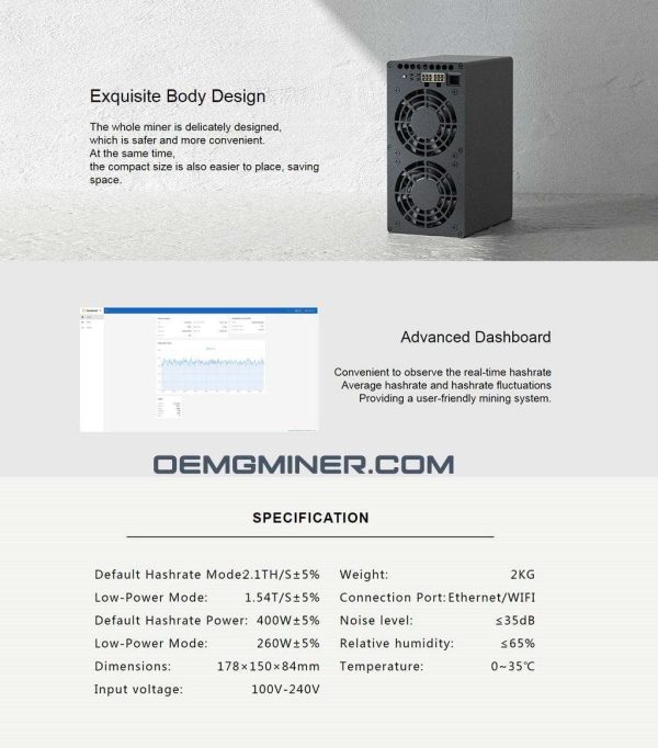 New  Goldshell CK Box II Miner Nervos Network Dual modes 1.54T/260W or 2.1T/400W With PSU