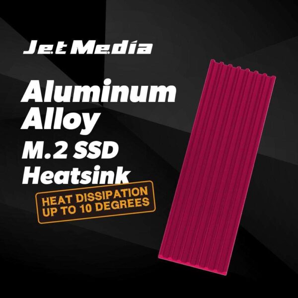 JetMedia JM-HS01 Aluminum Alloy M.2 SSD Heatsink - Red, High Heat-dissipation Quick installation