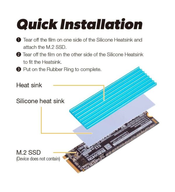 JetMedia JM-HS02 Aluminum Alloy M.2 SSD Heatsink - Blue, High Heat-dissipation Quick installation