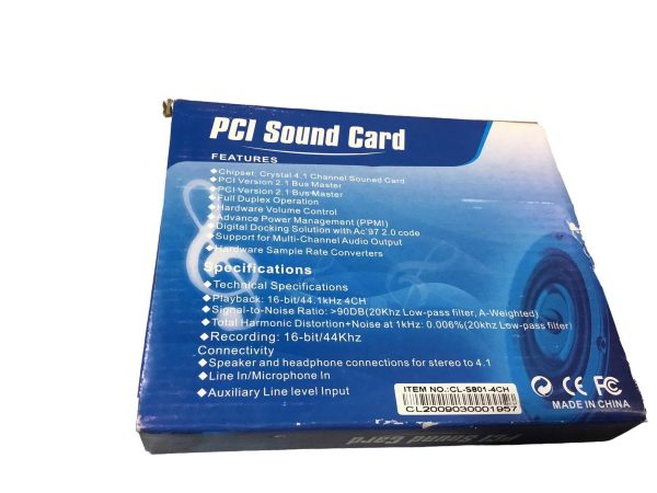 PCI SOUND CARD 4-Channel PCI Sound Card 3D Multimedia Enjoyment CL-S801-4CH