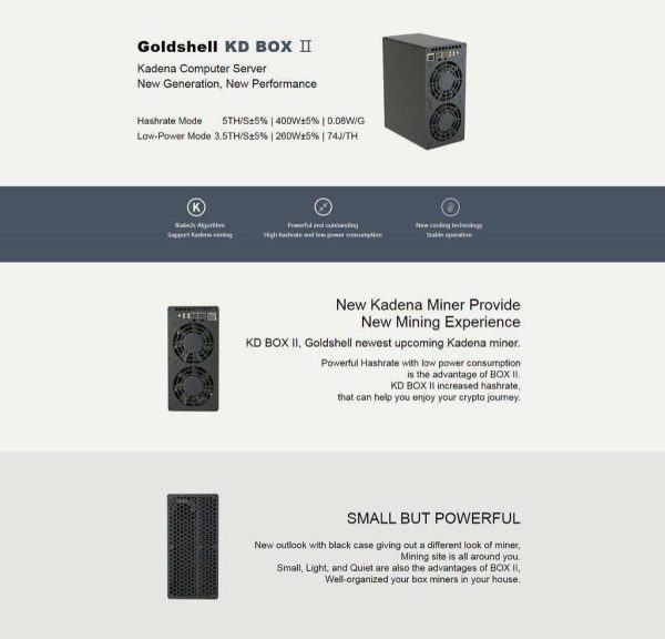 Brand New Goldshell KD box II Miner 5 TH Without PSU