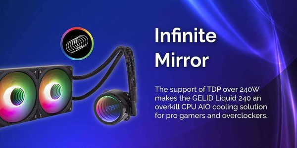 GELID Liquid 240 AIO Cooler with Infinity Mirror and CPU Temperature Display