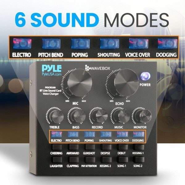 Pyle Bluetooth Voice Changer Live Sound Mixer Card, with Multiple Sound Effects