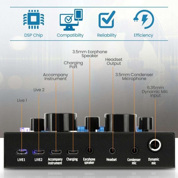 Pyle Bluetooth Voice Changer Live Sound Mixer Card, with Multiple Sound Effects