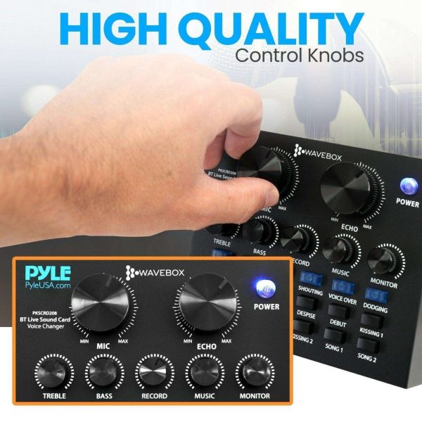 Pyle Bluetooth Voice Changer Live Sound Mixer Card, with Multiple Sound Effects