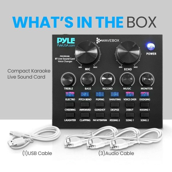 Pyle Bluetooth Voice Changer Live Sound Mixer Card, with Multiple Sound Effects