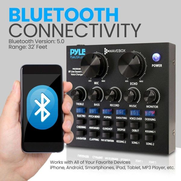 Pyle Bluetooth Voice Changer Live Sound Mixer Card, with Multiple Sound Effects