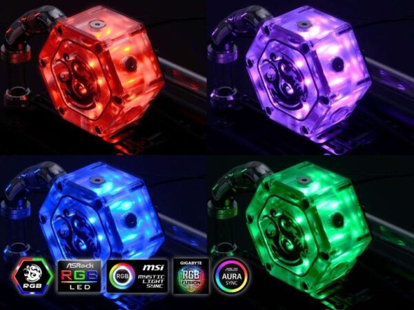 Bitspower Water Tank Hexagon 34 With RGB, Clear