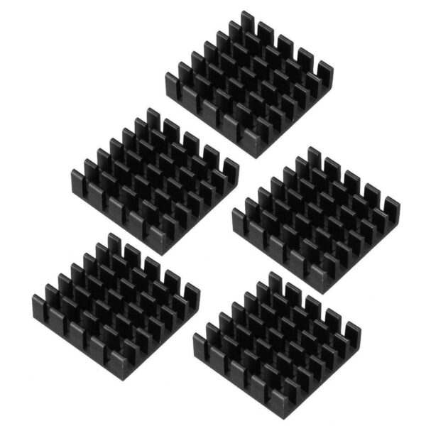 Aluminum Heatsink Cooler Circuit Board Cooling Fin Black 20mmx20mmx6mm 5Pcs for Led Semiconductor Integrated Circuit Device