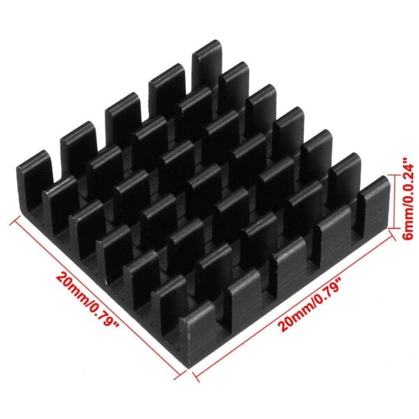 Aluminum Heatsink Cooler Circuit Board Cooling Fin Black 20mmx20mmx6mm 5Pcs for Led Semiconductor Integrated Circuit Device