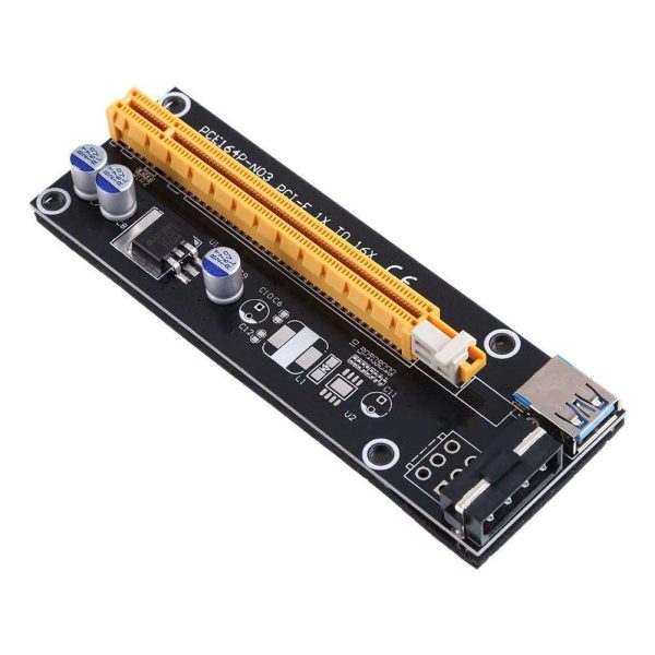 PCI-E 1x to 16x Mining Machine Miner Enhanced Extender Riser Card Adapter with 60cm(2 feet) USB 3.0 & SATA Power Cable