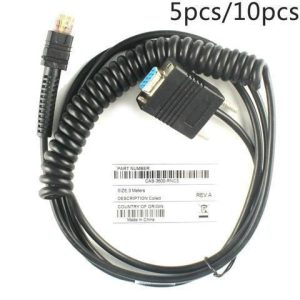5pcs/10pcs New 5V 3M RS232 Serial Coiled Cable For Zebra DS3608 DS3678  LI3608 LI3678 Barcode Scanner Cable