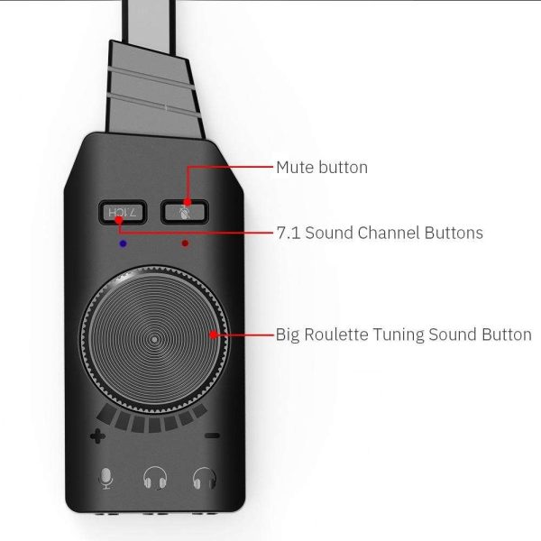 Weastlinks 7.1 Channel Microphone Earphone Two in One USB Sound Card for Computer Audio Interface External Sound Card for PS4 Headset Gamer