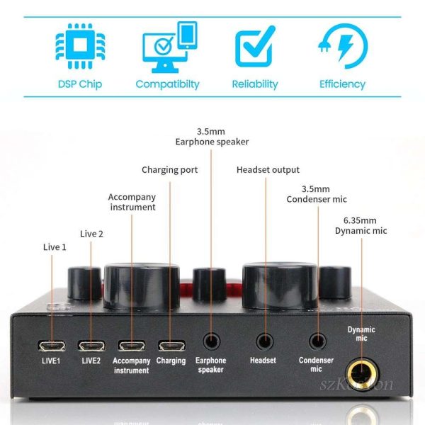 Weastlinks V8 Audio USB External Sound Card Headset Microphone Webcast Personal Live Broadcast for Phone Computer