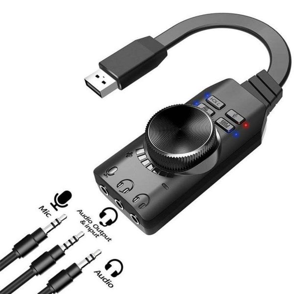 Weastlinks 7.1Channel External USB Computer Game Sound Card for PUBG Gaming External Audio Card 3.5mm USB Adapter Plug and Play PC Laptop