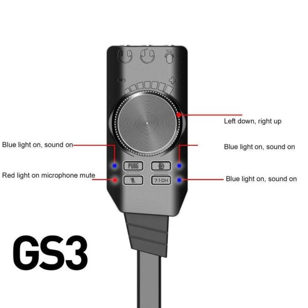 Weastlinks 7.1Channel External USB Computer Game Sound Card for PUBG Gaming External Audio Card 3.5mm USB Adapter Plug and Play PC Laptop