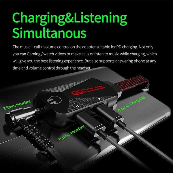 Weastlinks For GS1 New USB-C Type-C Fast Charge 3.5mm Audio Three in One Eat Chicken Game Mobile Phone High Quality Sound Card Adapter