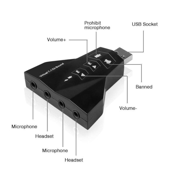 Weastlinks USB Adapter External 7.1 Channel USB 3D Sound Card Audio Dual Virtual 7.1 USB 2.0 Adapter