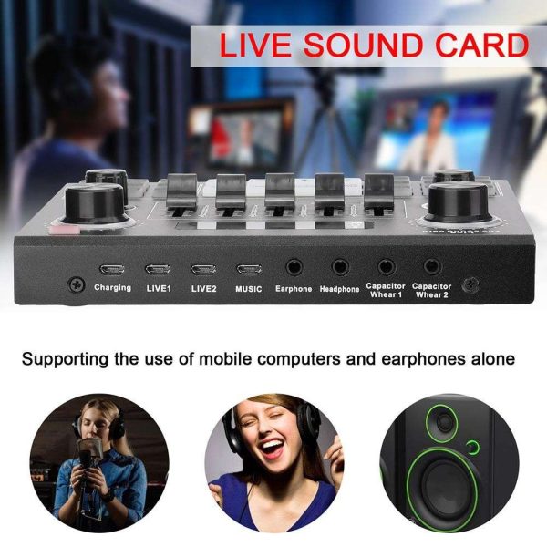 Weastlinks V9 Audio Sound Card 3.5mm Microphone Headset Live Broadcast Studio Phone Computer Sound Adapter for Phone Computer