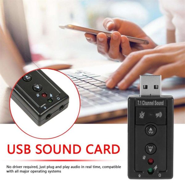 Weastlinks External USB Sound Card USB2.0 Virtual 7.1 Channel Stereo 3.5mm Headphone Audio Adapter Microphone Sound Card