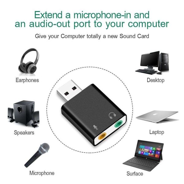 Weastlinks External USB Sound Card Ultra-portable HIFI Magic Voice 7.1CH Microphone-in Audio-out port Free Drive Plug Sound Card